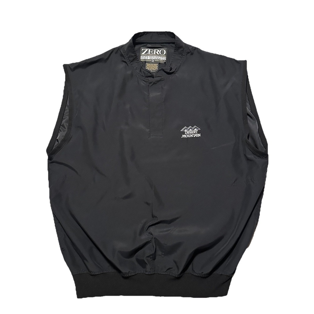 Zero Restriction Desert Mountain Wind Vest Mens L Black Snap Sleeveless Golf USA